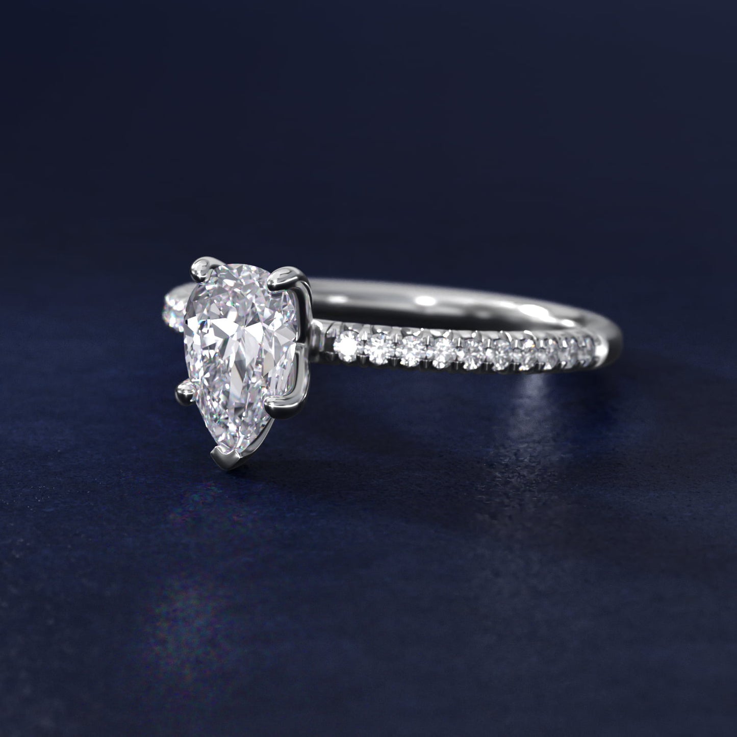 Petite PavŽ Diamond Engagement Ring In 14K White Gold By James Allen - Pear Center