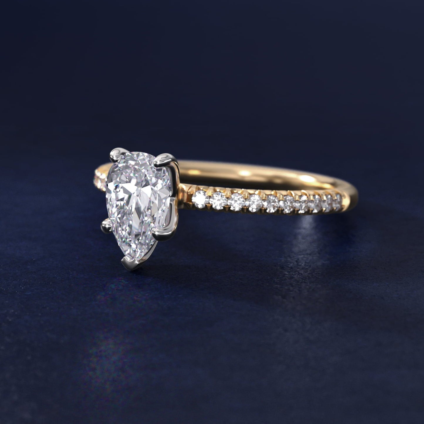 Petite Pav? Diamond Engagement Ring In 18k Yellow Gold By James Allen - Pear Center