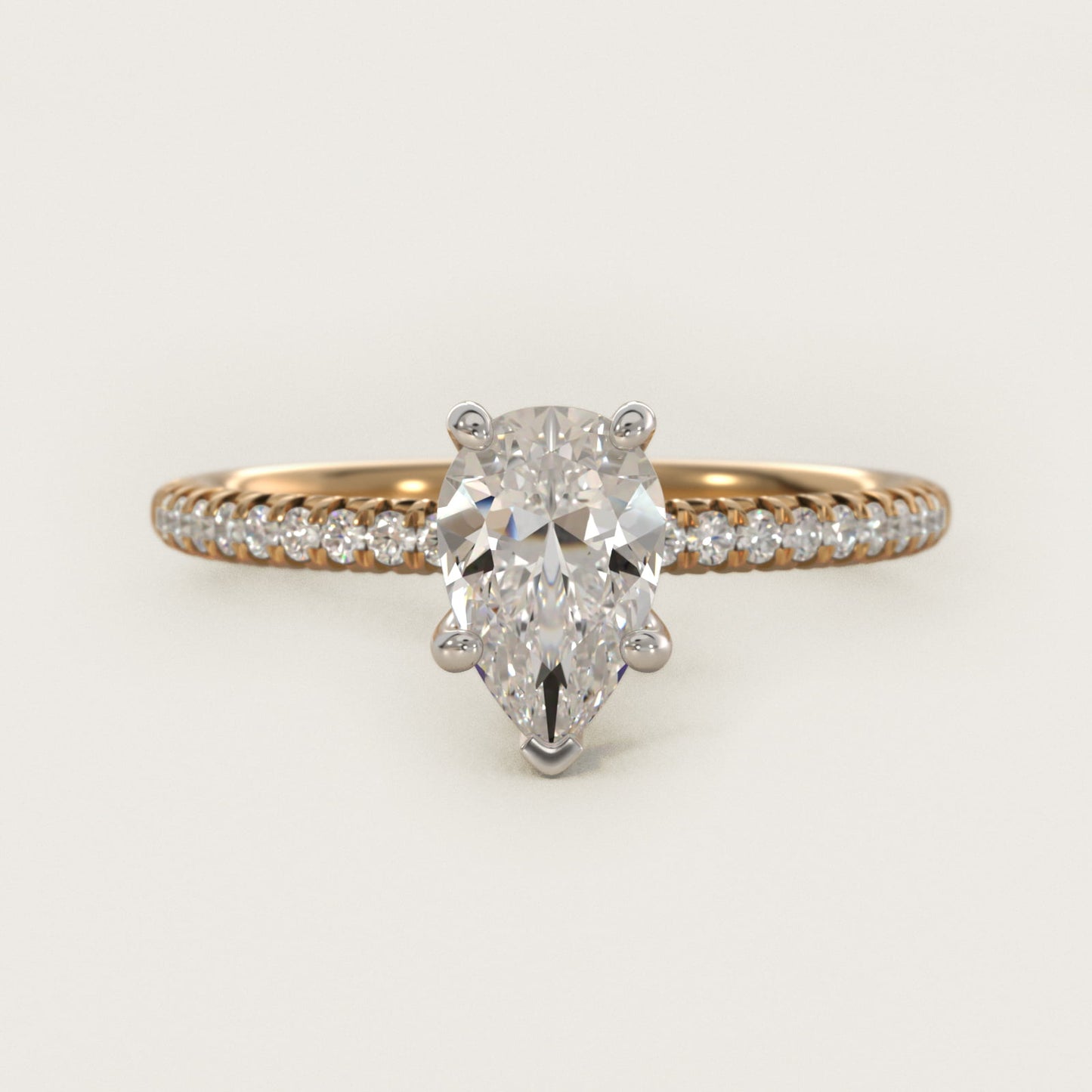 Petite PavŽ Diamond Engagement Ring In 14K Yellow Gold By James Allen - Pear Center