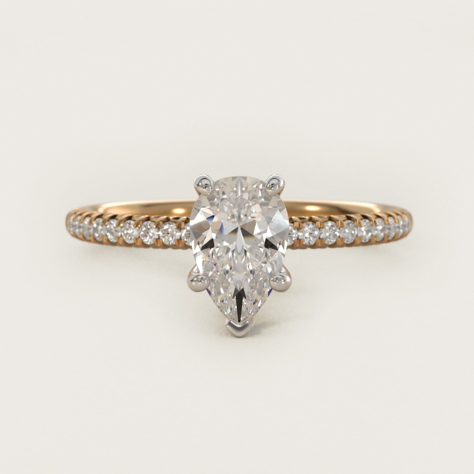 Petite Pav? Diamond Engagement Ring In 18k Yellow Gold By James Allen - Pear Center