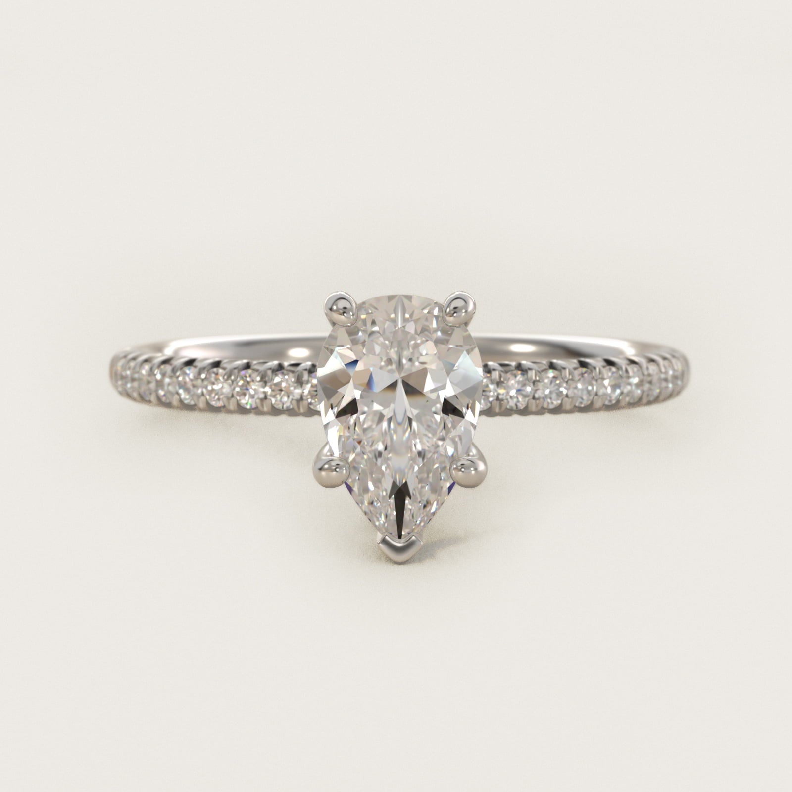 Petite Pav? Diamond Engagement Ring In Platinum By James Allen - Pear Center