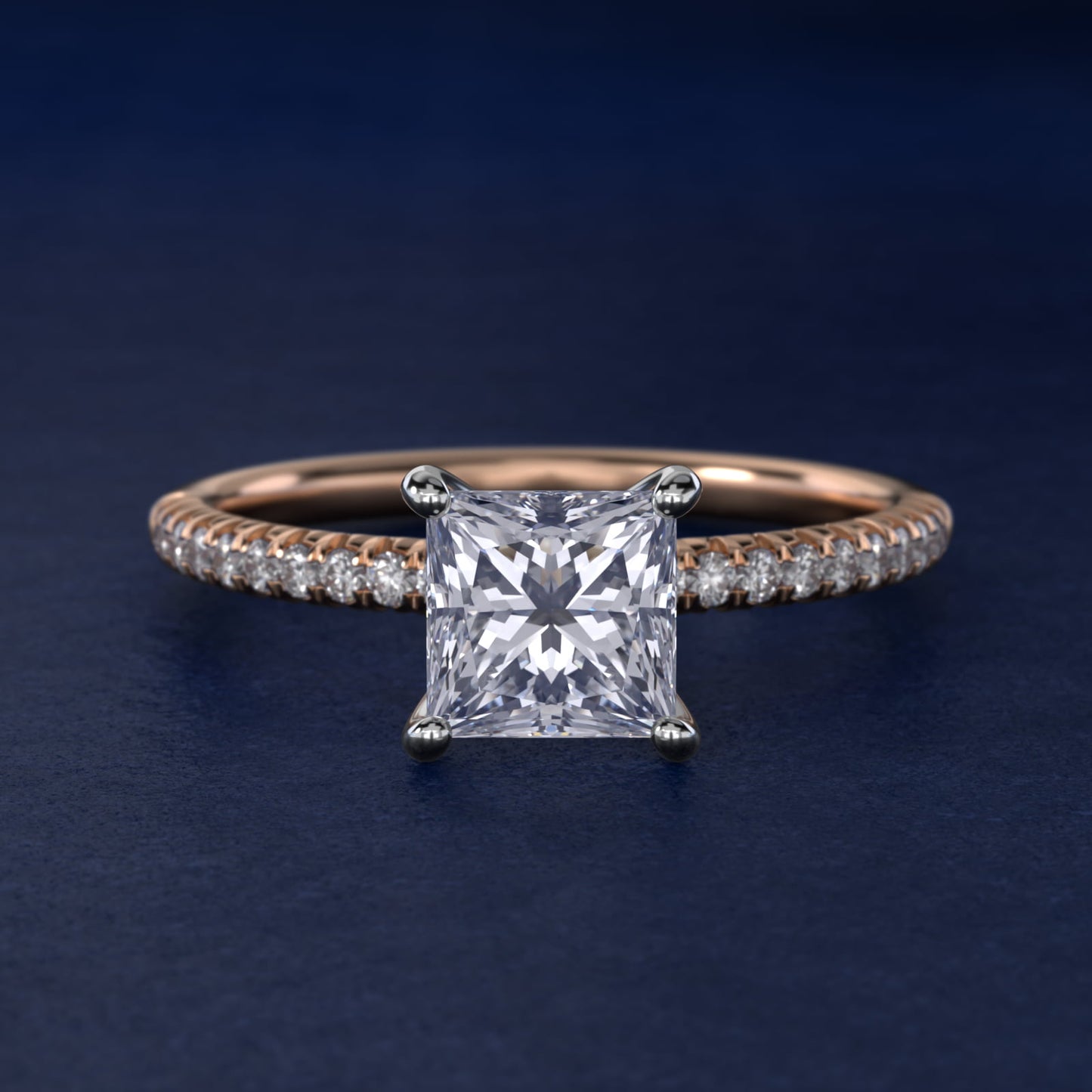 Petite PavŽ Diamond Engagement Ring In 14K Rose Gold By James Allen - Princess Center