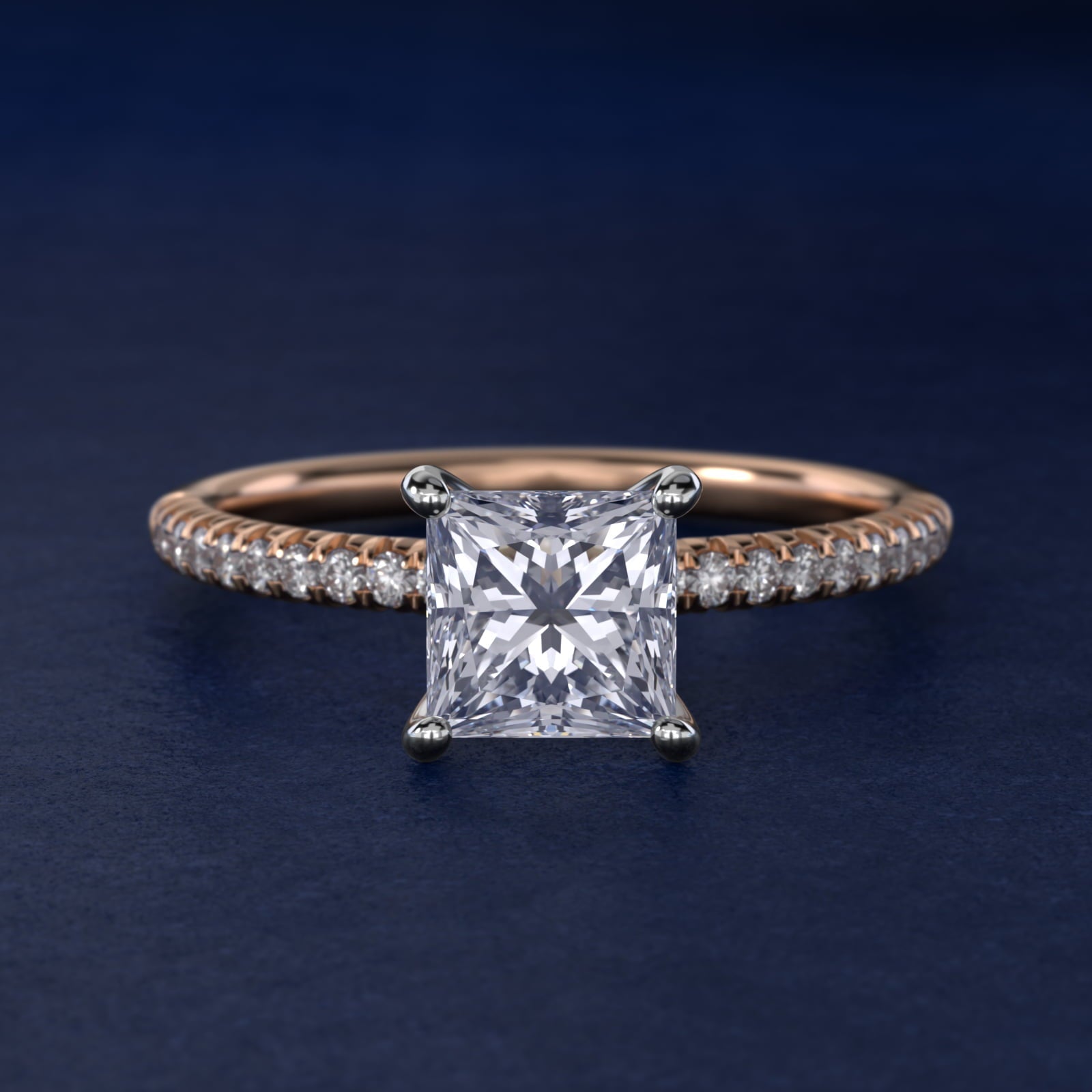 Petite Pav? Diamond Engagement Ring In 18k Rose Gold By James Allen - Princess Center