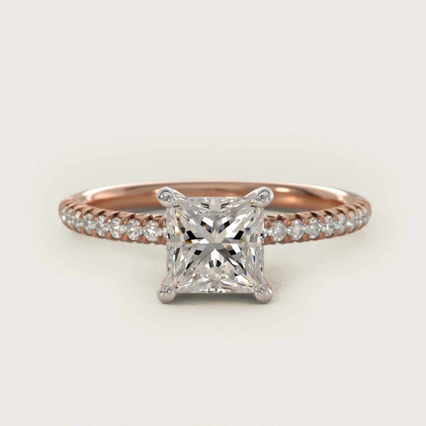 Petite PavŽ Diamond Engagement Ring In 14K Rose Gold By James Allen - Princess Center