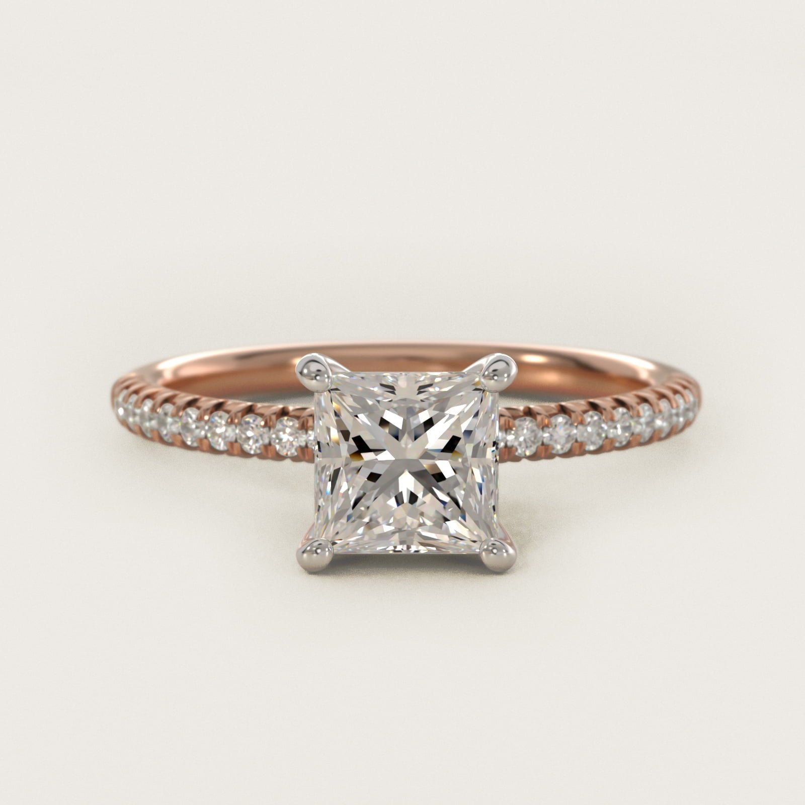 Petite Pav? Diamond Engagement Ring In 18k Rose Gold By James Allen - Princess Center