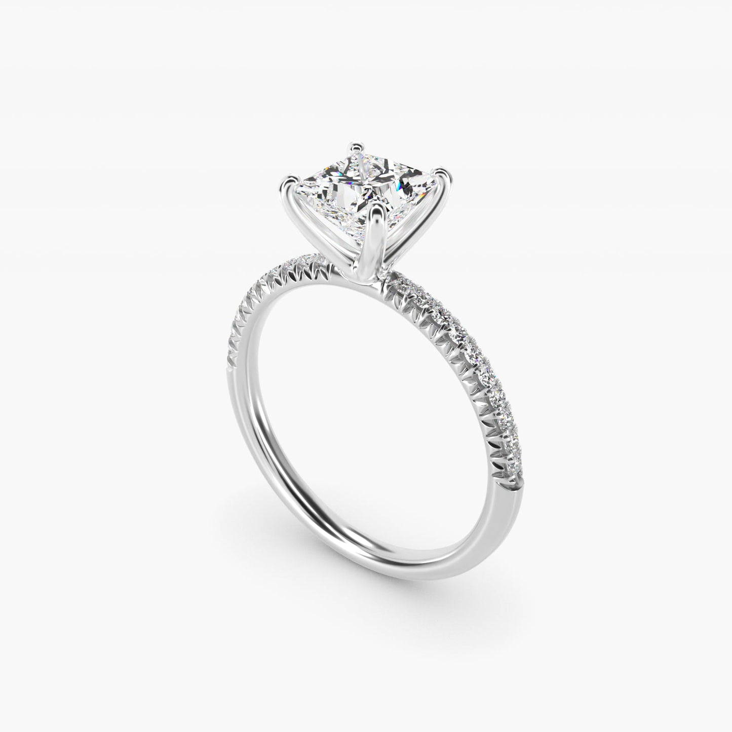 Petite PavŽ Diamond Engagement Ring In 14K White Gold By James Allen - Princess Center