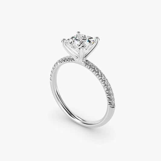 Petite PavŽ Diamond Engagement Ring In 14K White Gold By James Allen - Princess Center