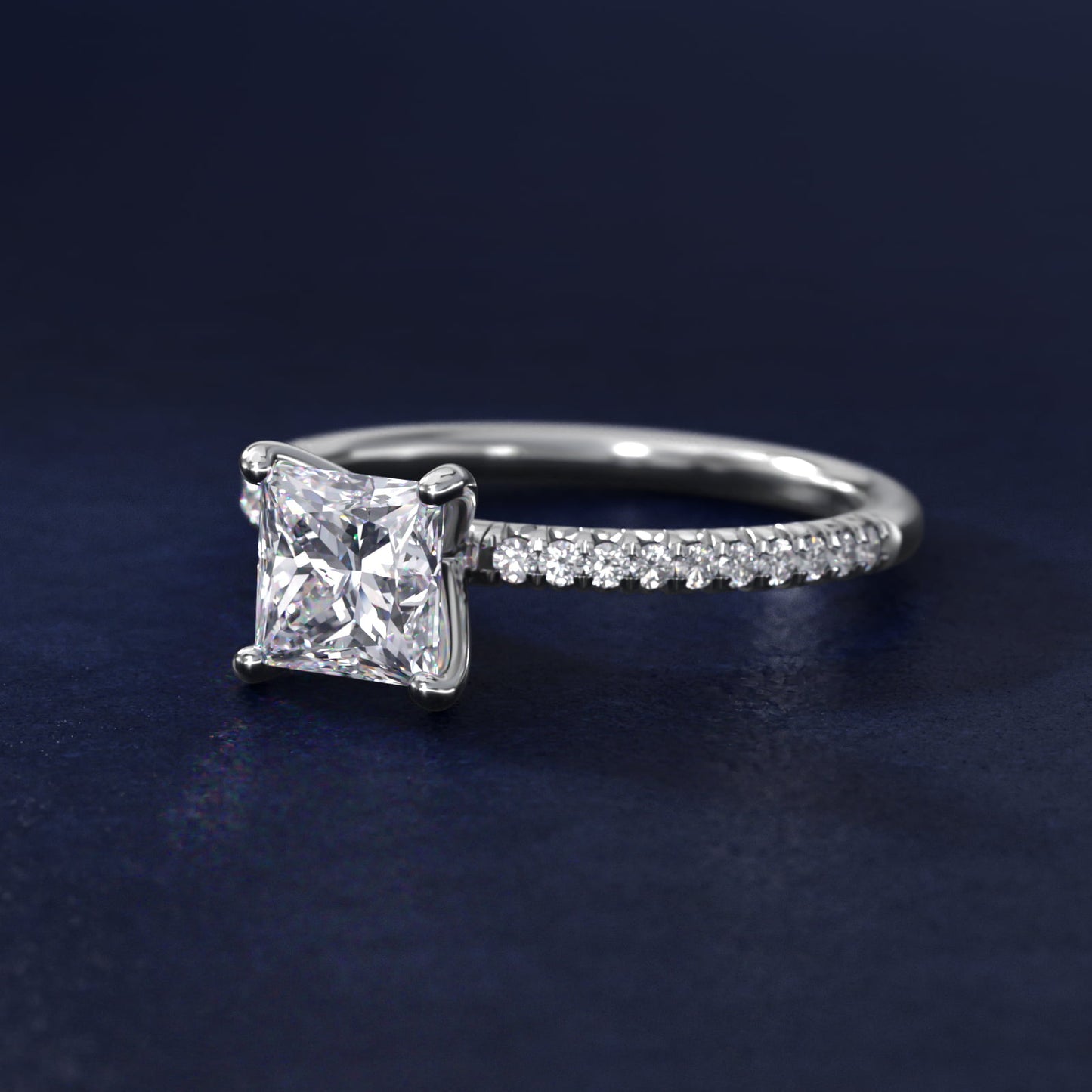 Petite PavŽ Diamond Engagement Ring In 14K White Gold By James Allen - Princess Center