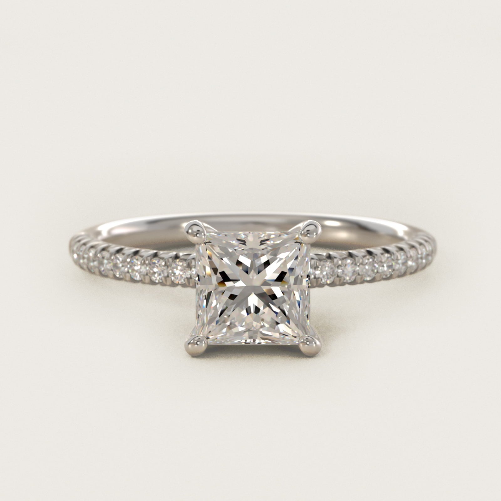 Petite PavŽ Diamond Engagement Ring In 14K White Gold By James Allen - Princess Center