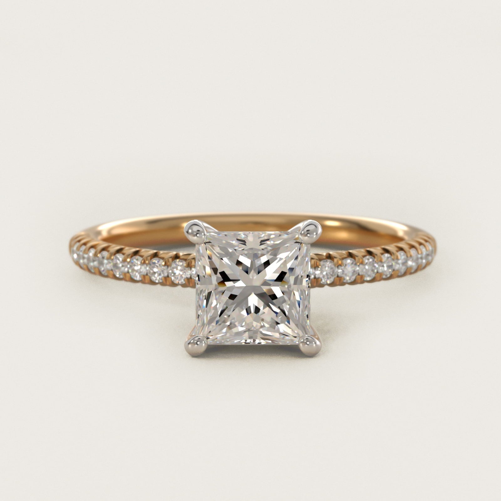 Petite Pav? Diamond Engagement Ring In 18k Yellow Gold By James Allen - Princess Center
