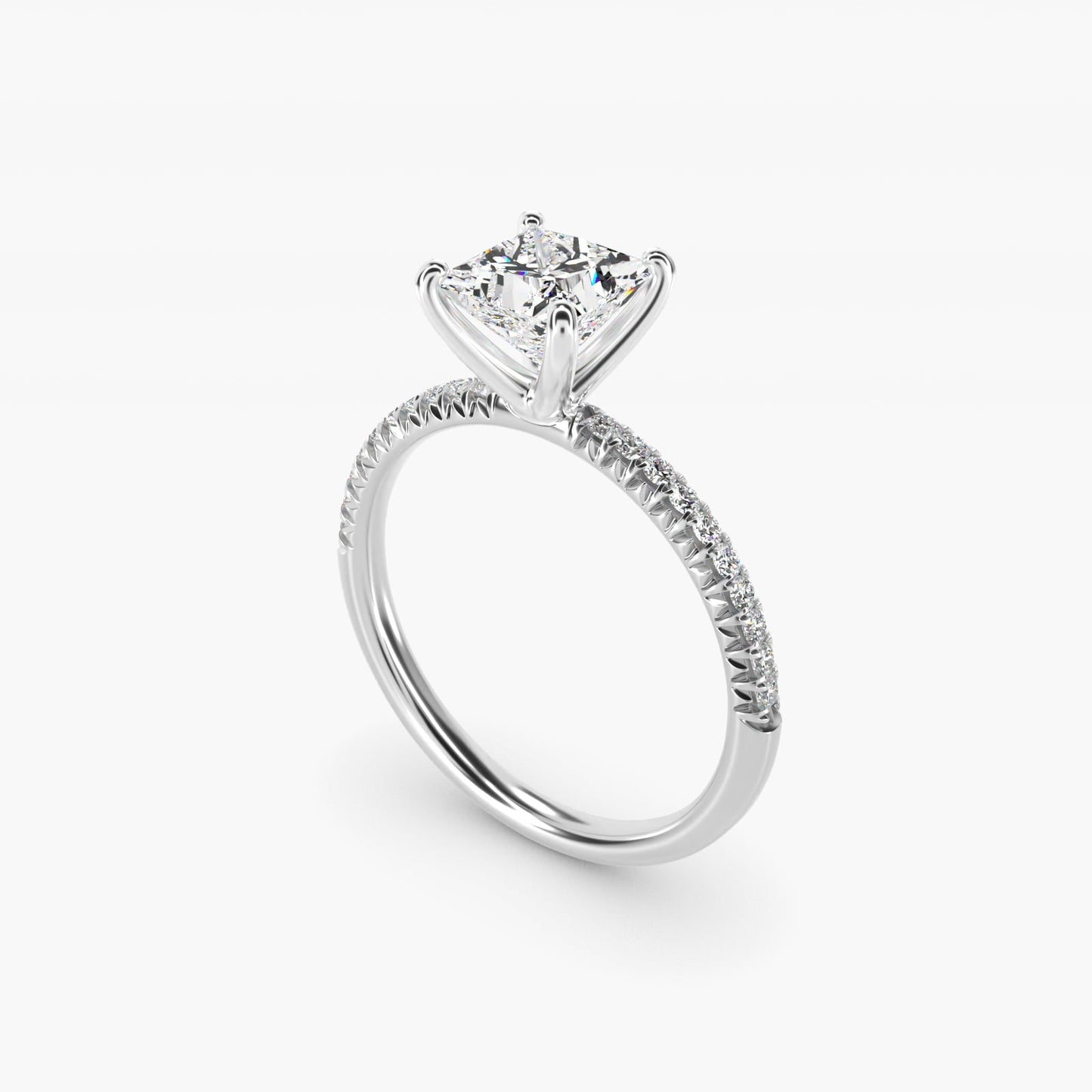 Petite Pav? Diamond Engagement Ring In Platinum By James Allen - Princess Center