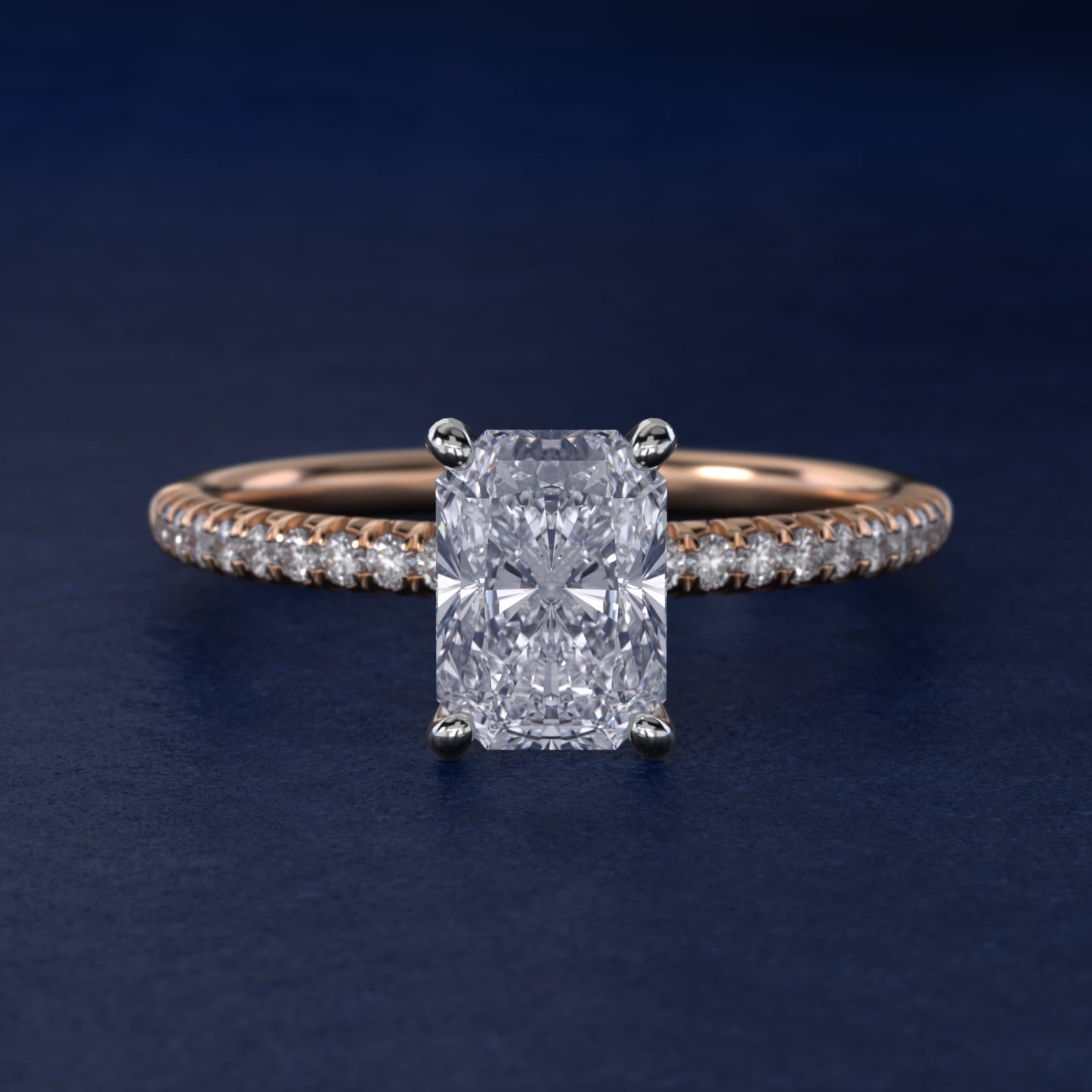 Petite PavŽ Diamond Engagement Ring In 14K Rose Gold By James Allen - Radiant Center