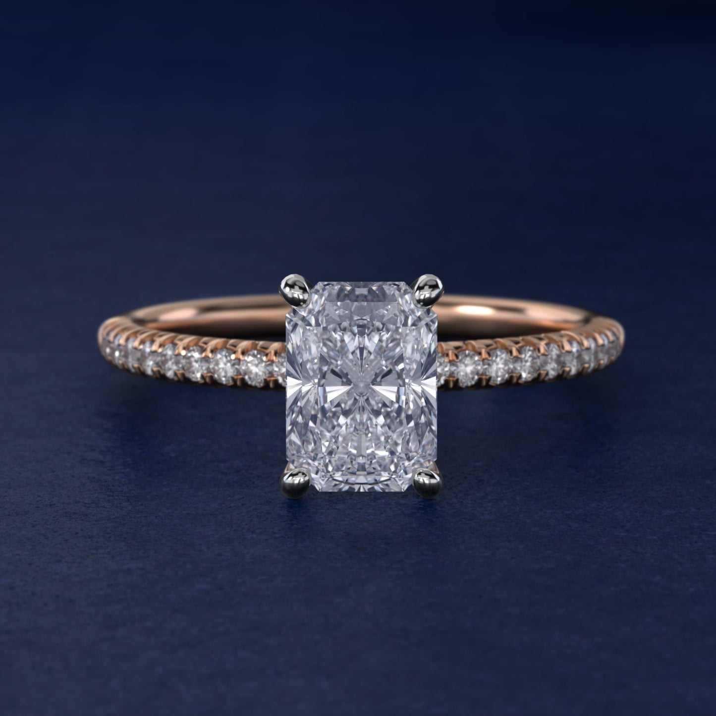 Petite Pav? Diamond Engagement Ring In 18k Rose Gold By James Allen - Radiant Center