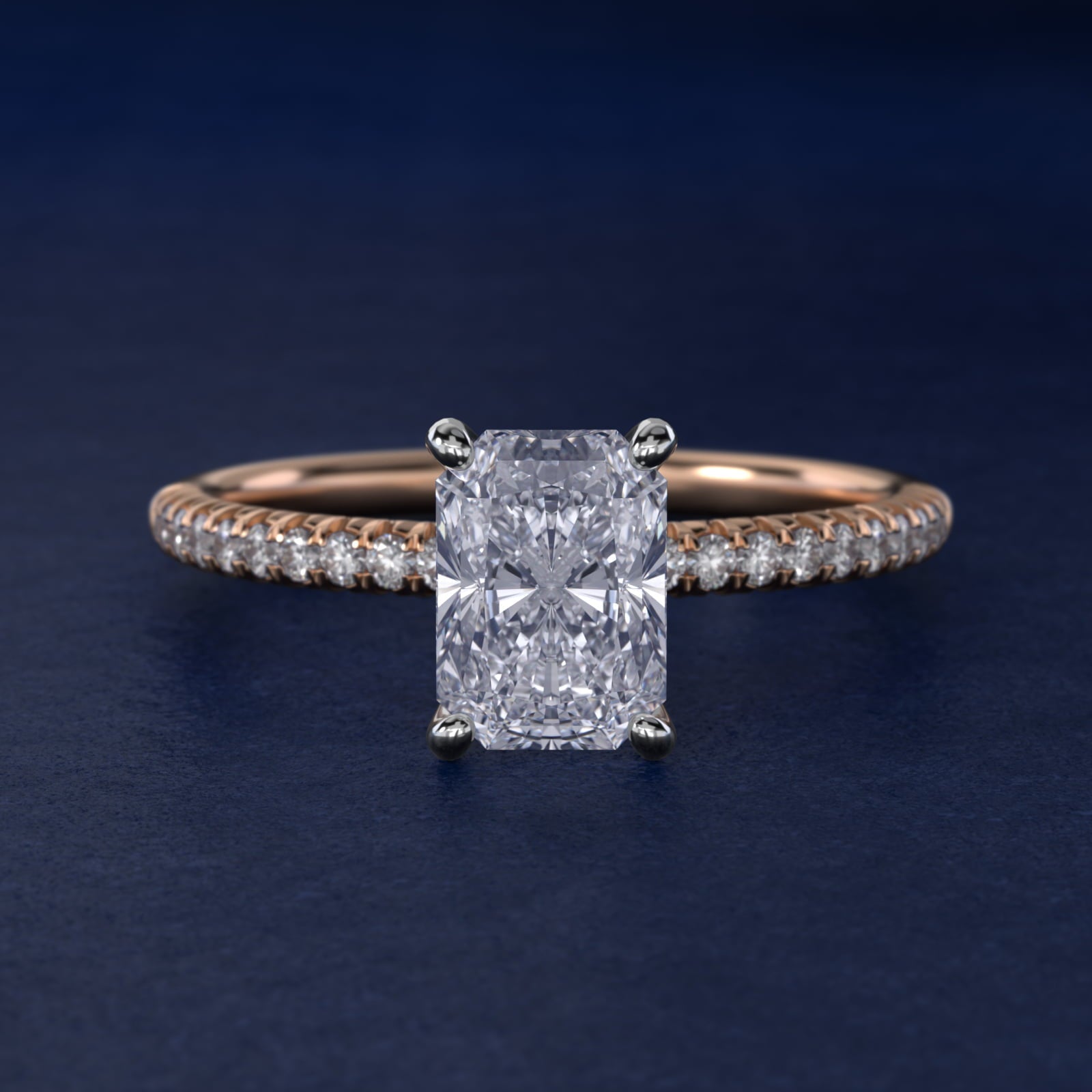 Petite Pav? Diamond Engagement Ring In 18k Rose Gold By James Allen - Radiant Center