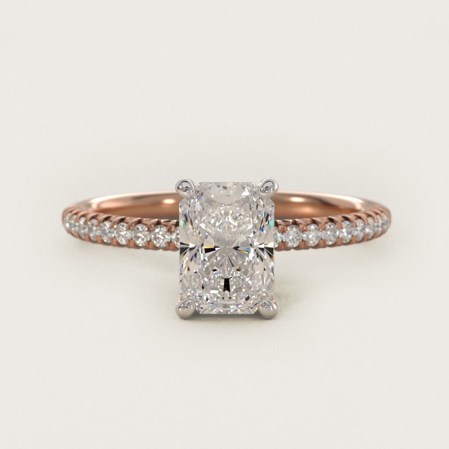 Petite PavŽ Diamond Engagement Ring In 14K Rose Gold By James Allen - Radiant Center