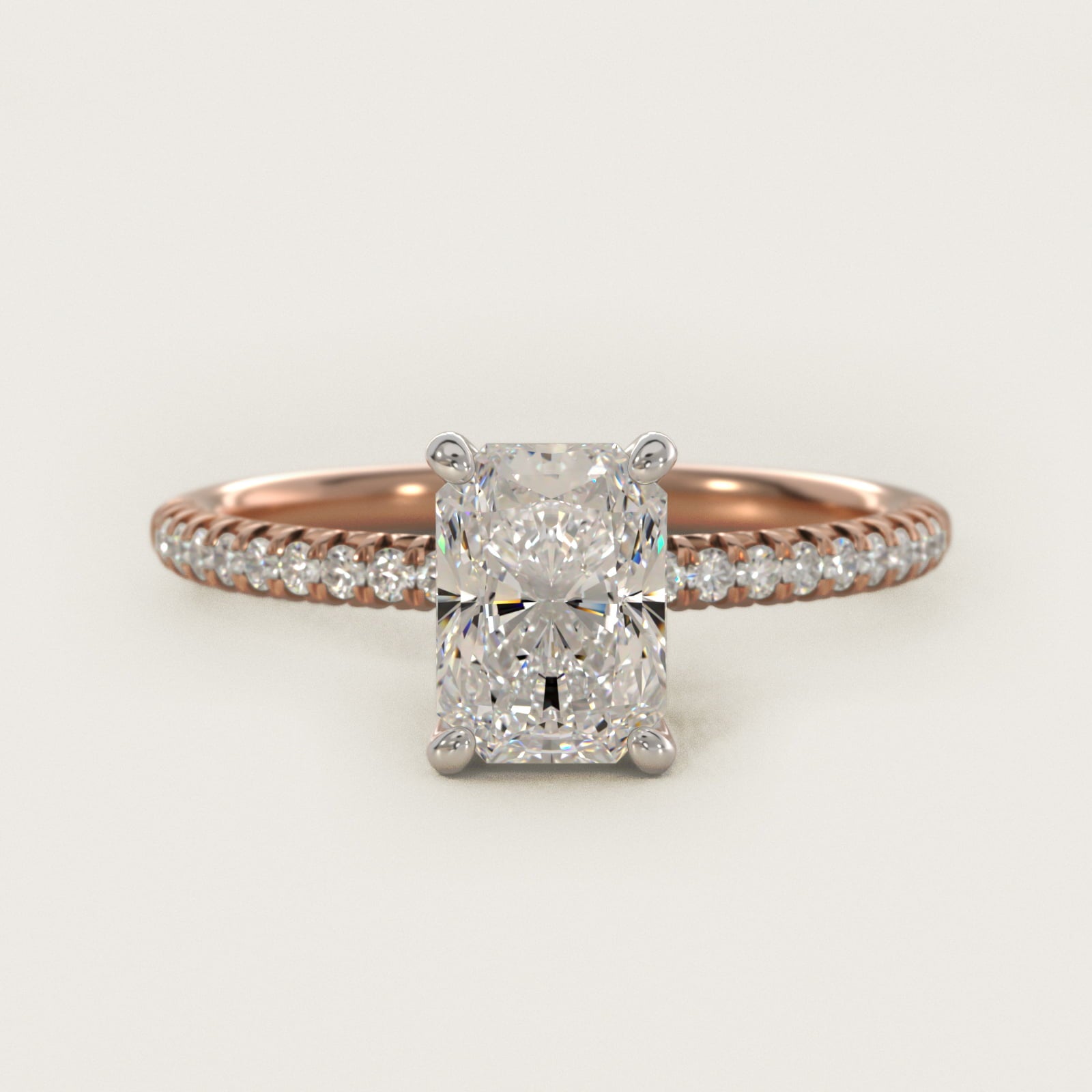 Petite PavŽ Diamond Engagement Ring In 14K Rose Gold By James Allen - Radiant Center