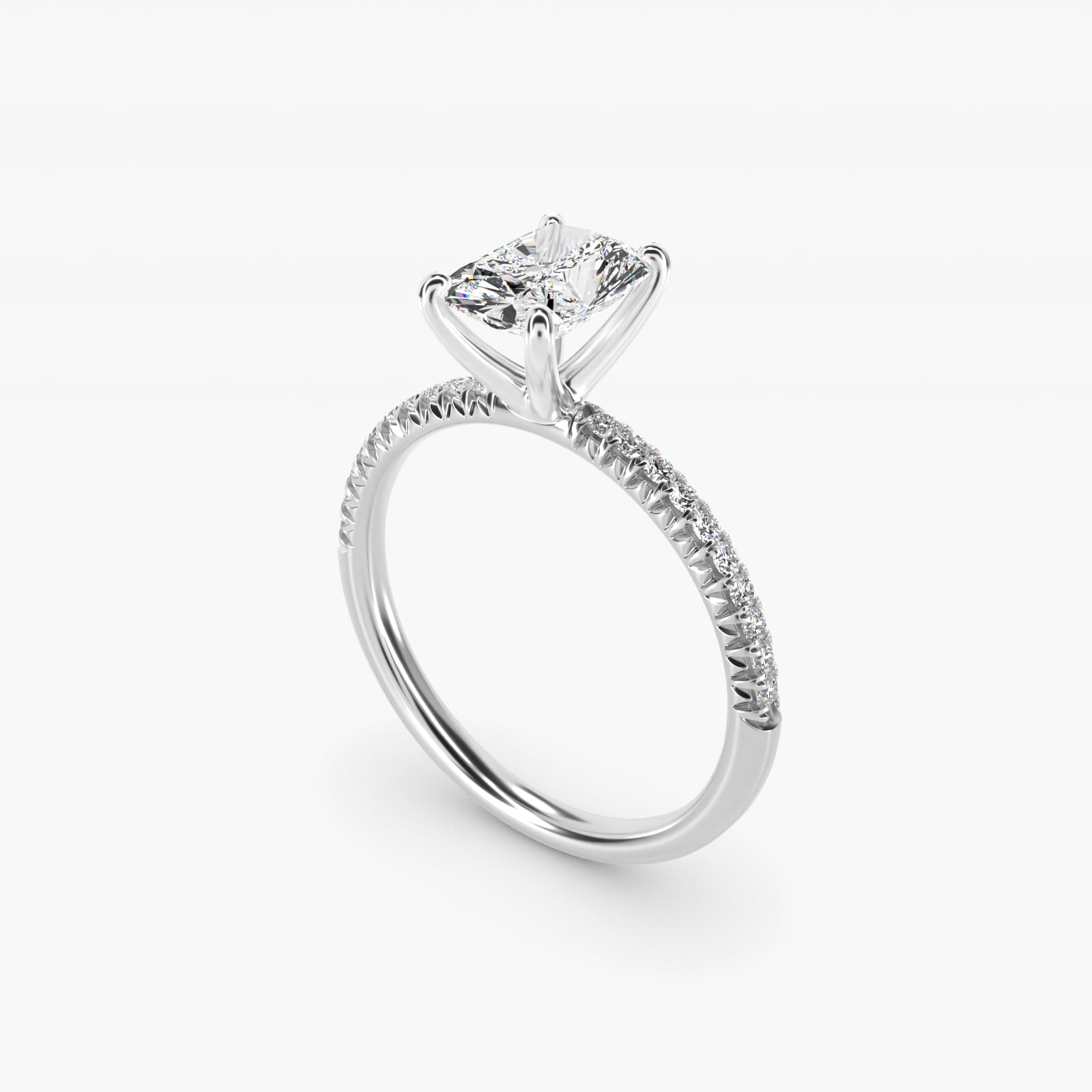 Petite PavŽ Diamond Engagement Ring In 14K White Gold By James Allen - Radiant Center