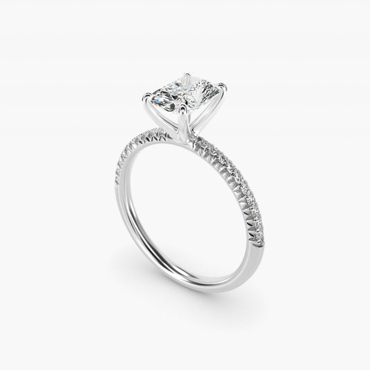 Petite PavŽ Diamond Engagement Ring In 14K White Gold By James Allen - Radiant Center