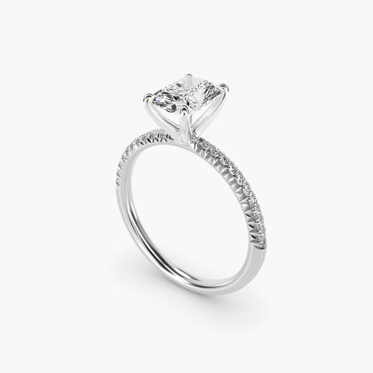 Petite Pav? Diamond Engagement Ring In 18k White Gold By James Allen - Radiant Center