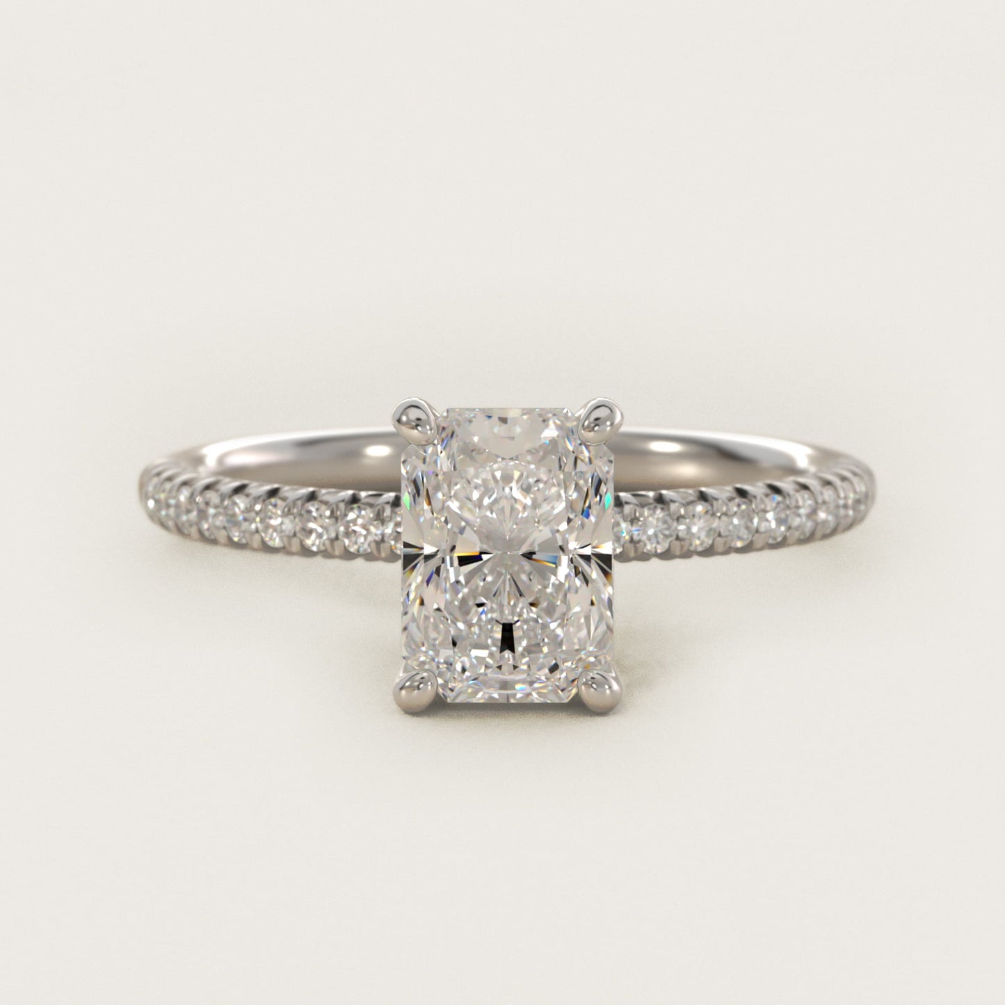 Petite PavŽ Diamond Engagement Ring In 14K White Gold By James Allen - Radiant Center