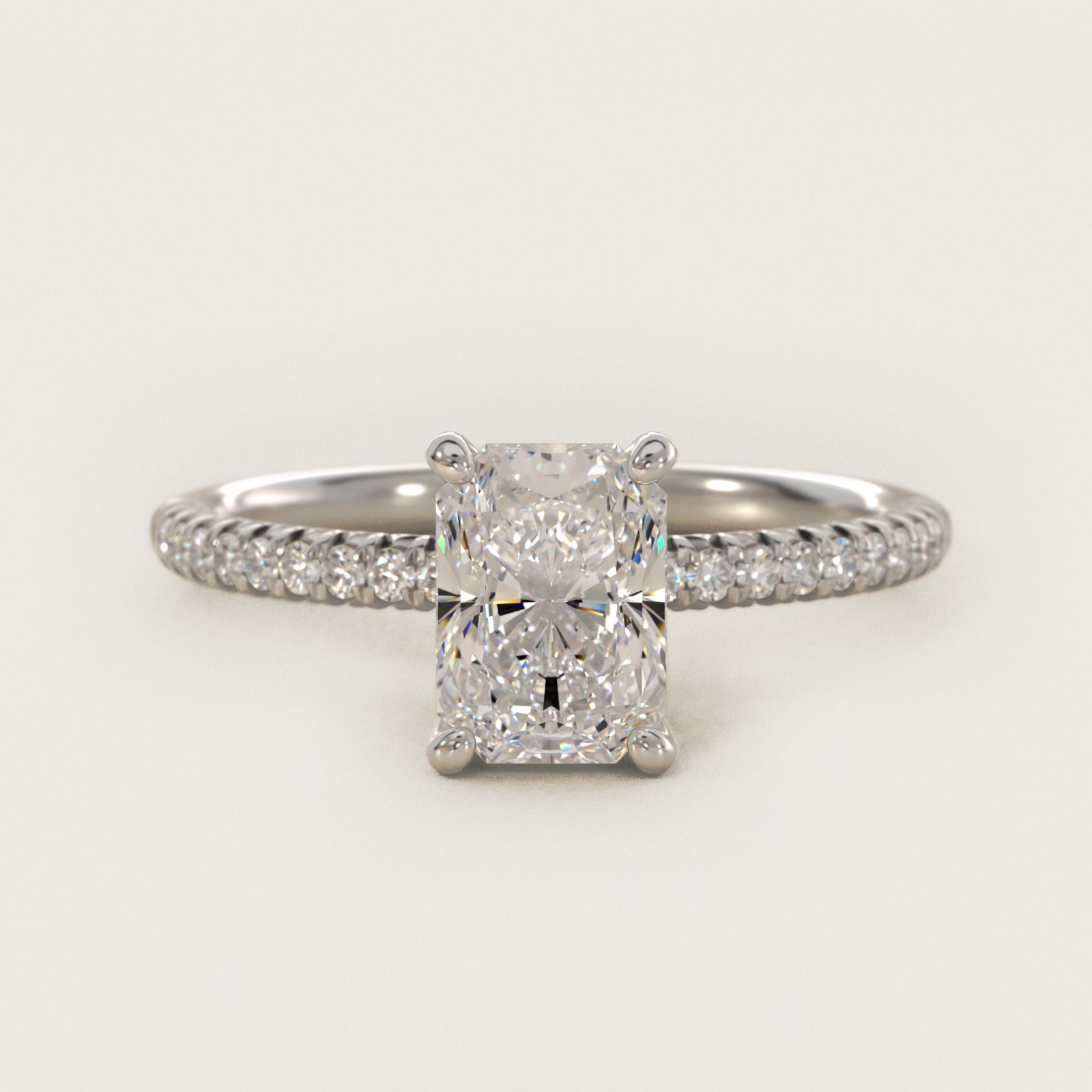 Petite PavŽ Diamond Engagement Ring In 14K White Gold By James Allen - Radiant Center