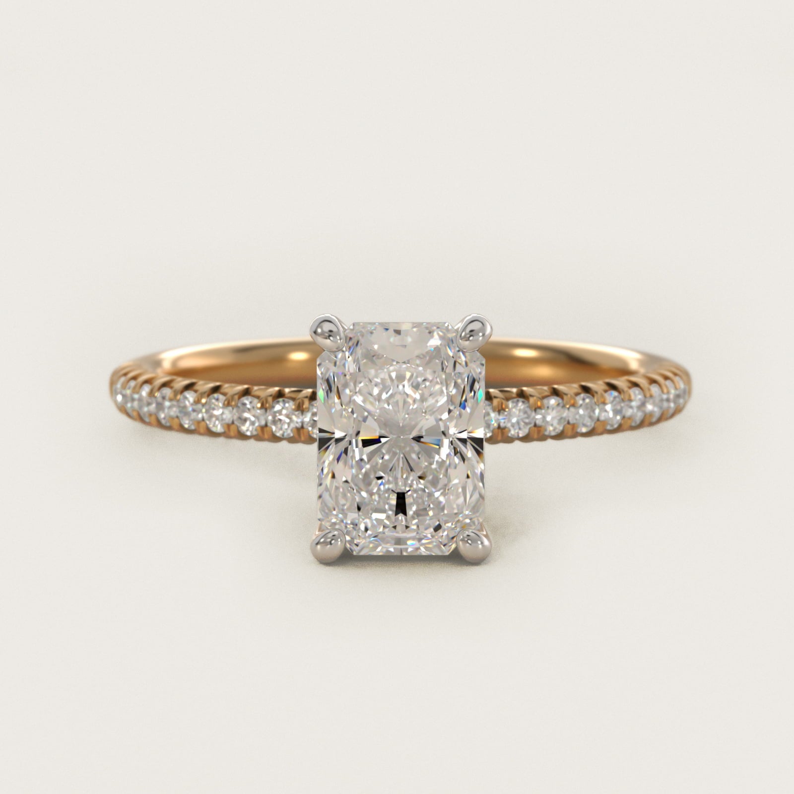 Petite PavŽ Diamond Engagement Ring In 14K Yellow Gold By James Allen - Radiant Center