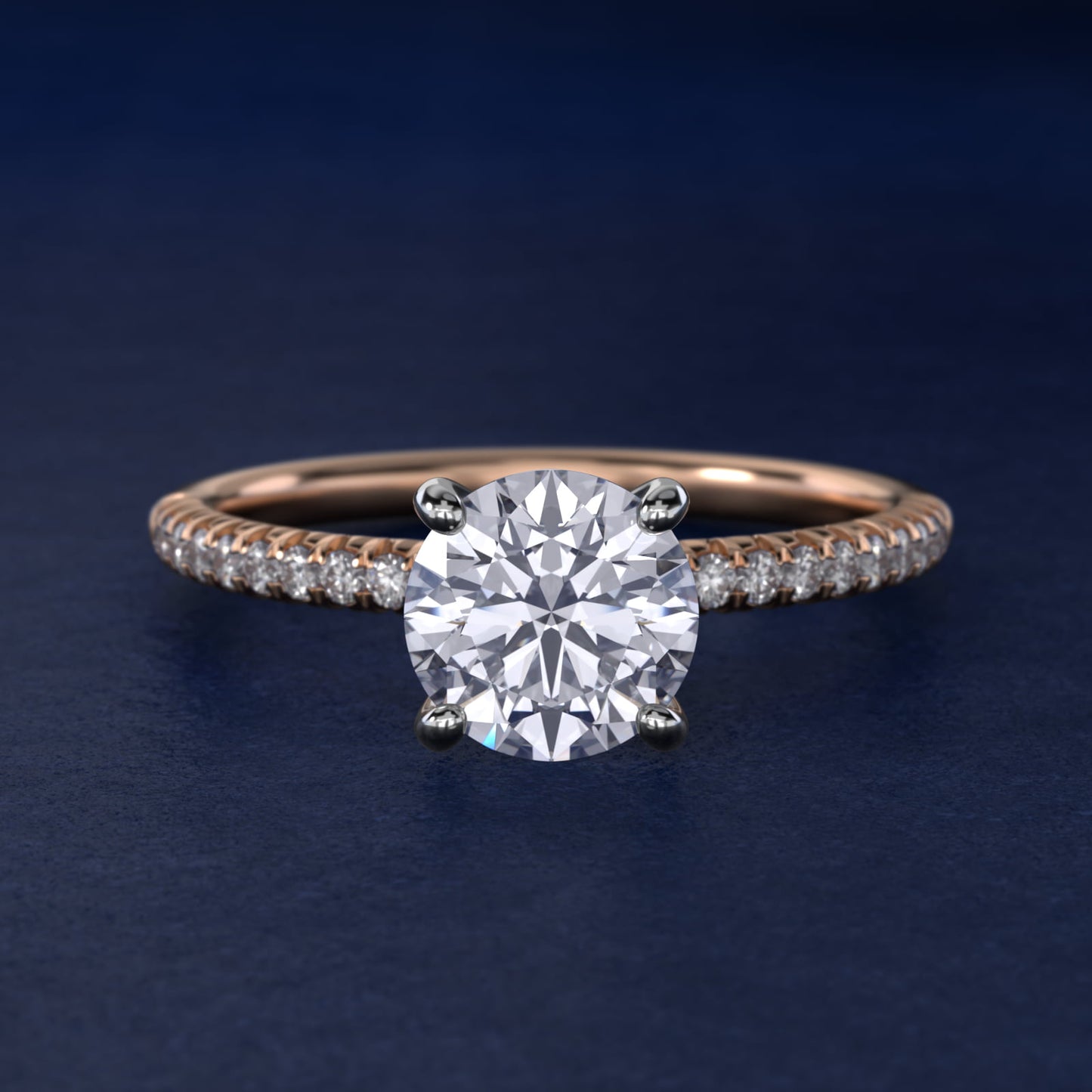 Petite PavŽ Diamond Engagement Ring In 14K Rose Gold By James Allen - Round Center