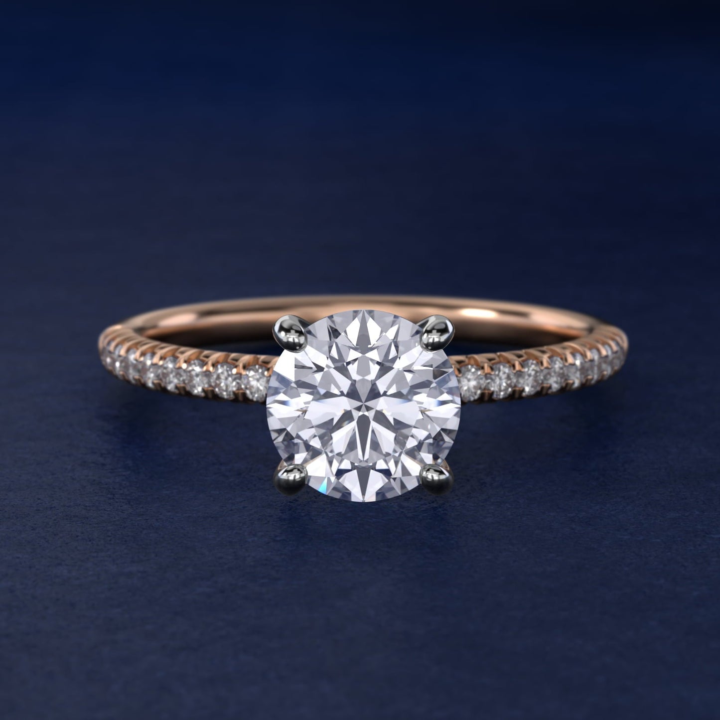 Petite Pav? Diamond Engagement Ring In 18k Rose Gold By James Allen - Round Center