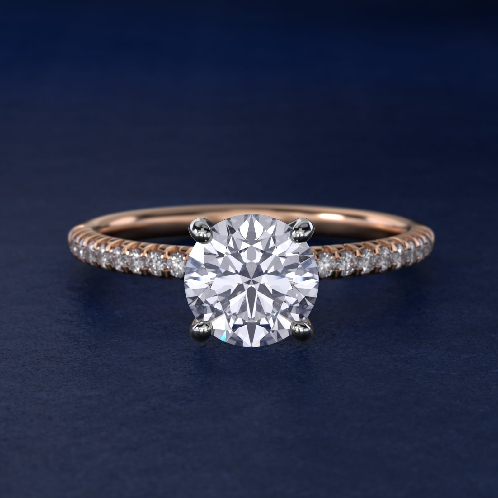 Petite Pav? Diamond Engagement Ring In 18k Rose Gold By James Allen - Round Center