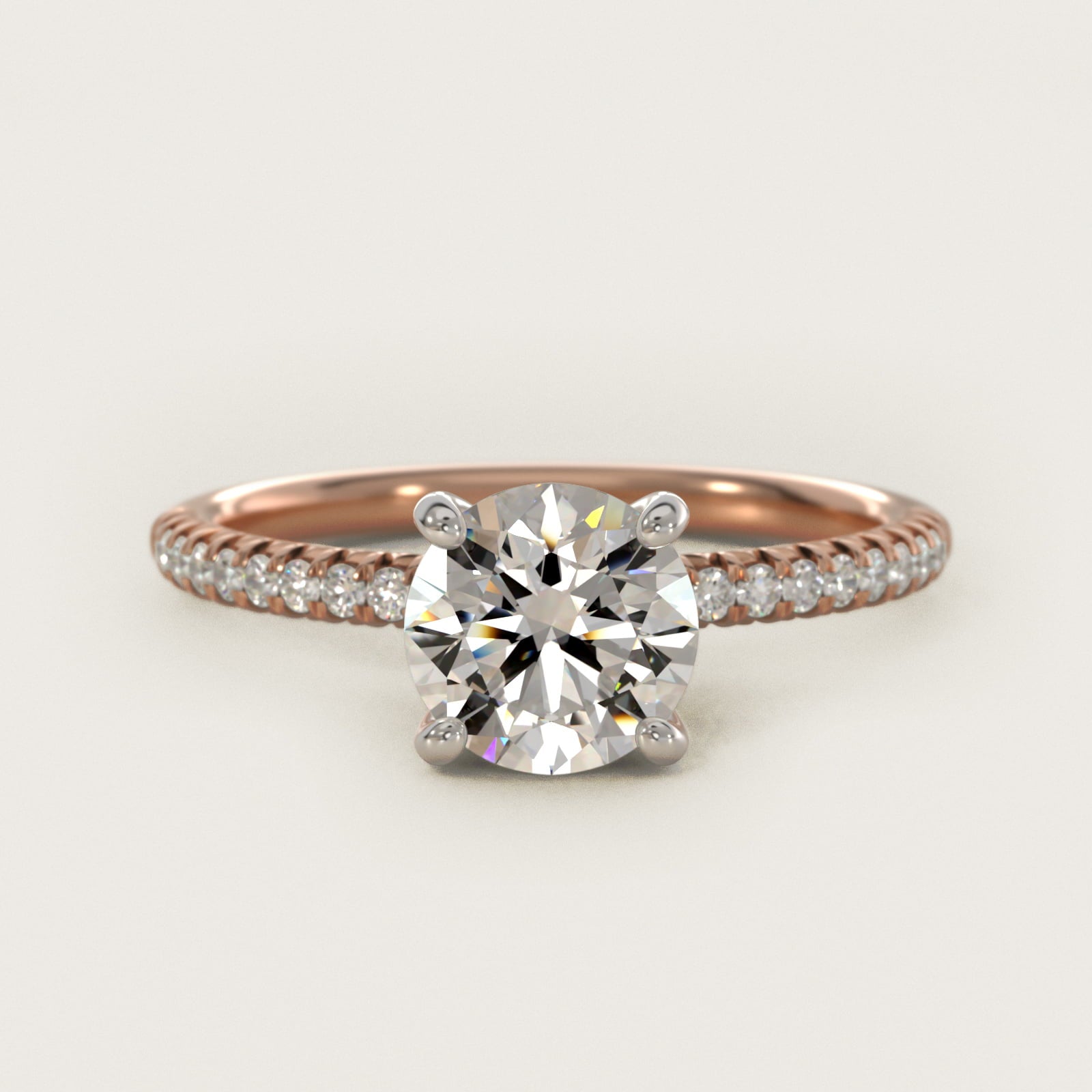 Petite PavŽ Diamond Engagement Ring In 14K Rose Gold By James Allen - Round Center