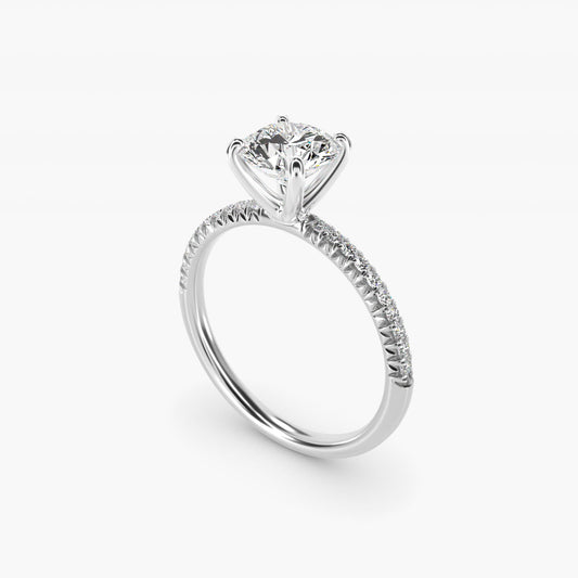 Petite PavŽ Diamond Engagement Ring In 14K White Gold By James Allen - Round Center