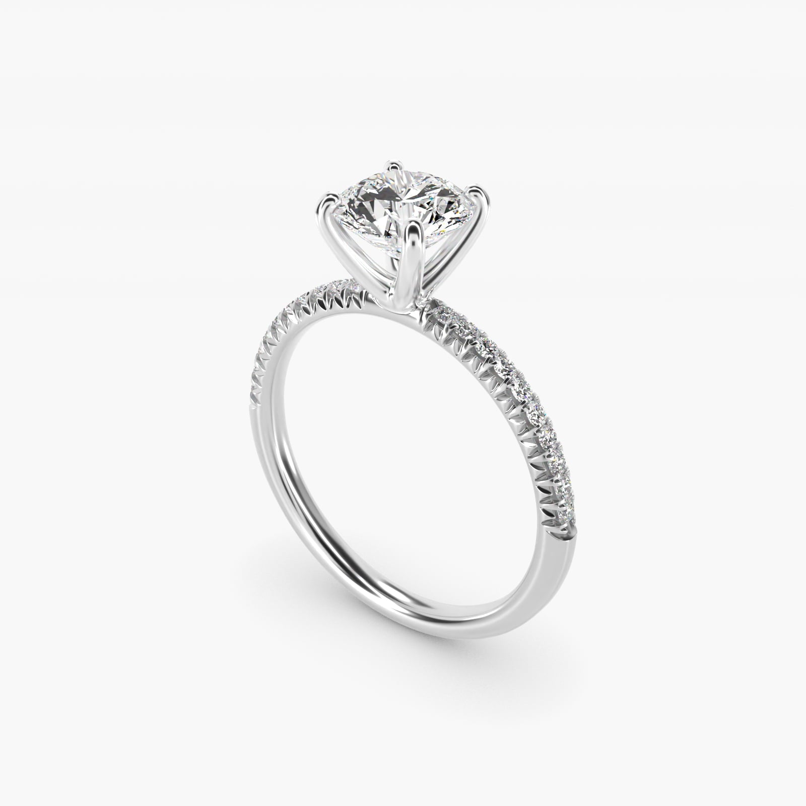 Petite Pav? Diamond Engagement Ring In 18k White Gold By James Allen - Round Center