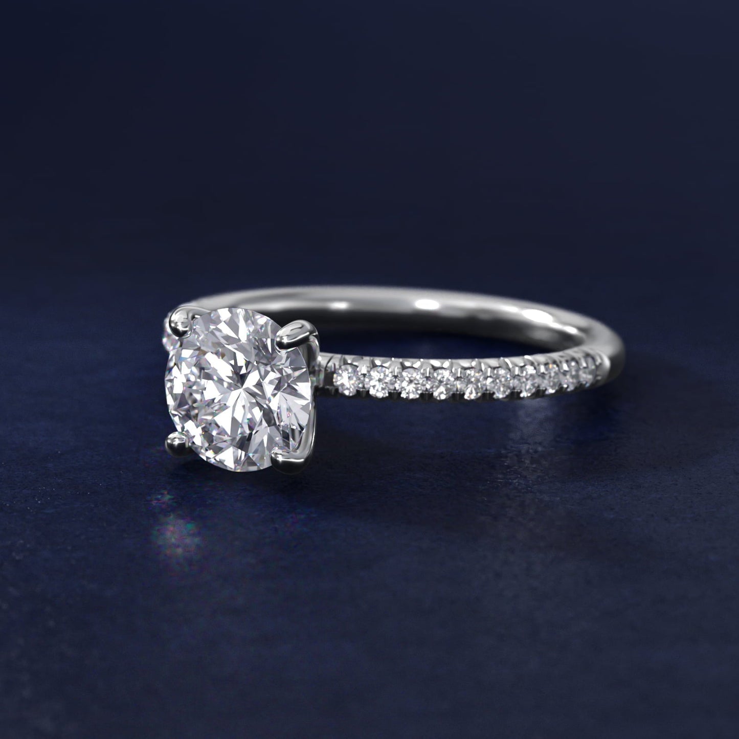 Petite Pav? Diamond Engagement Ring In 18k White Gold By James Allen - Round Center