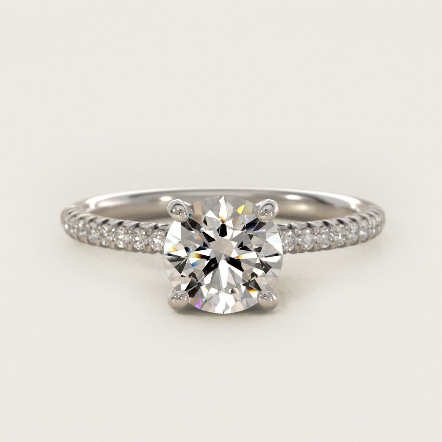 Petite PavŽ Diamond Engagement Ring In 14K White Gold By James Allen - Round Center