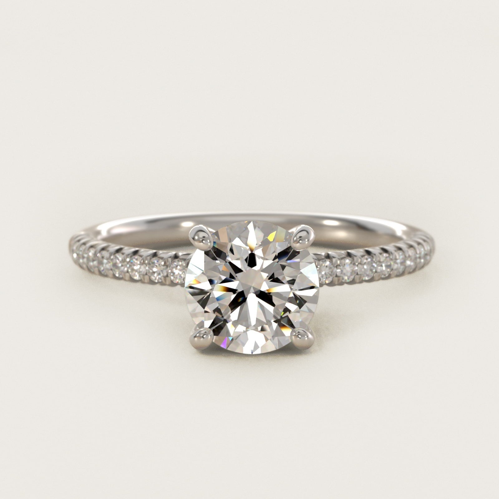 Petite Pav? Diamond Engagement Ring In 18k White Gold By James Allen - Round Center