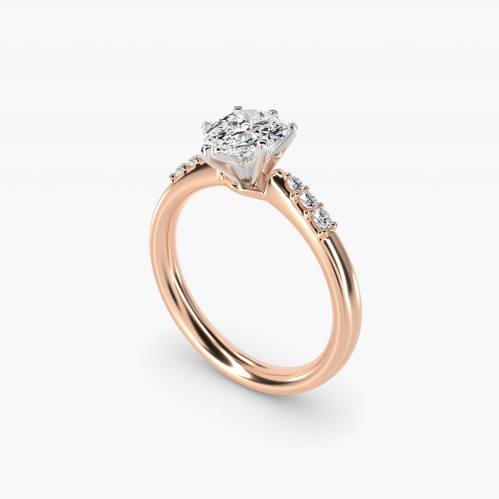 Petite Diamond Engagement Ring in 18k Rose Gold (1/10 ct. tw.) - Pear Center