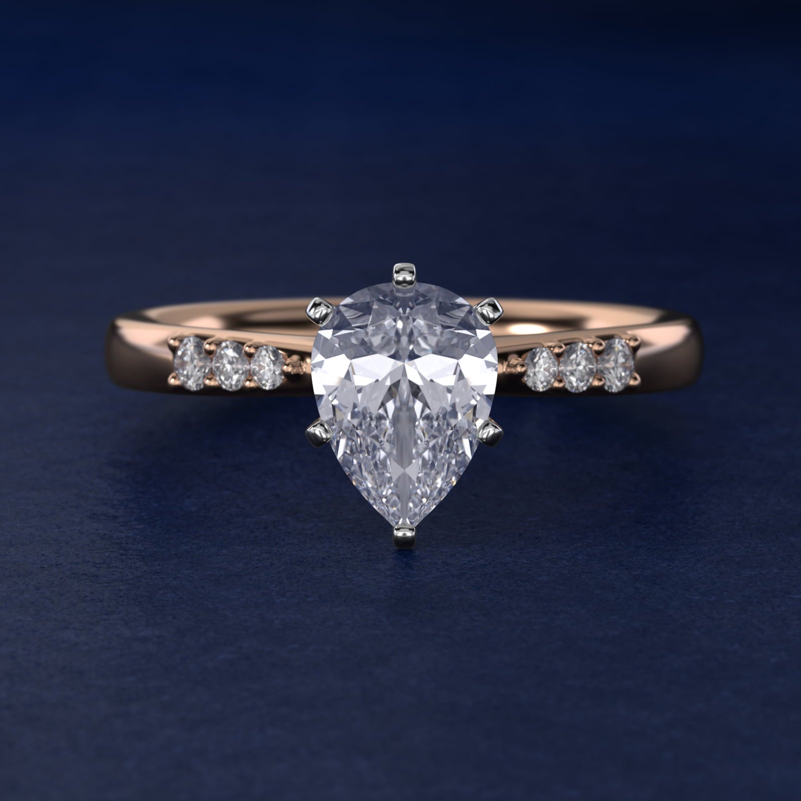 Petite Diamond Engagement Ring in 18k Rose Gold (1/10 ct. tw.) - Pear Center