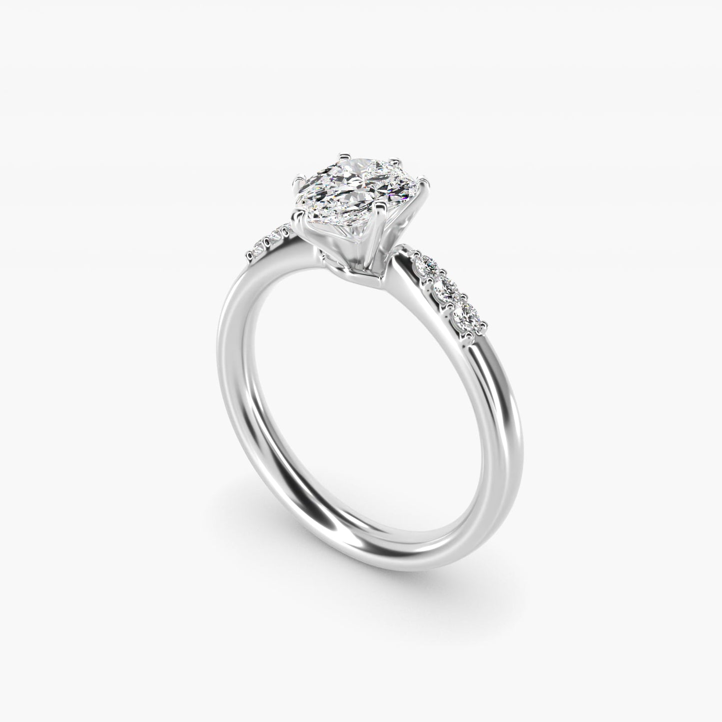 Petite Diamond Engagement Ring in 14k White Gold (1/10 ct. tw.) - Pear Center