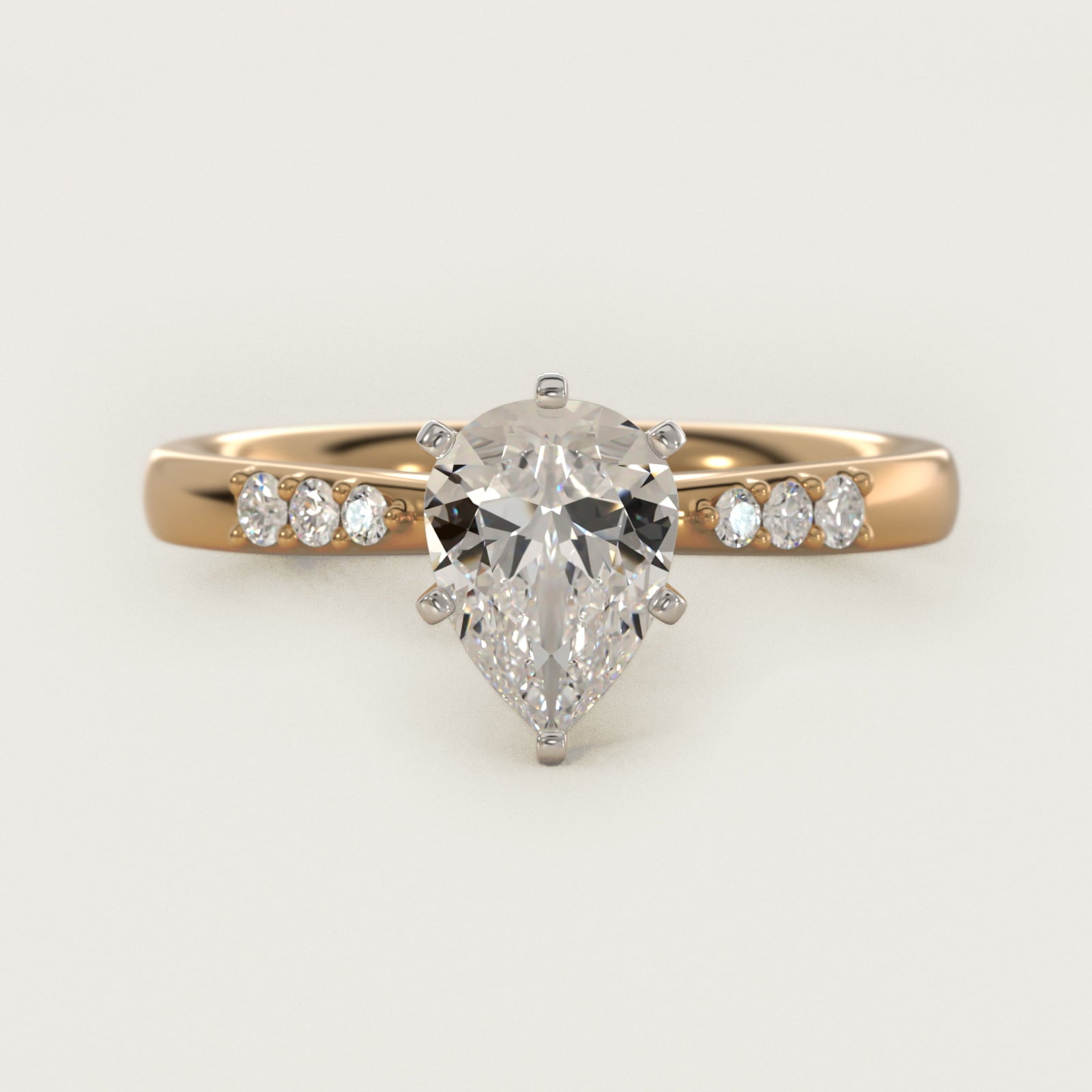 Petite Diamond Engagement Ring in 18k Yellow Gold (1/10 ct. tw.) - Pear Center