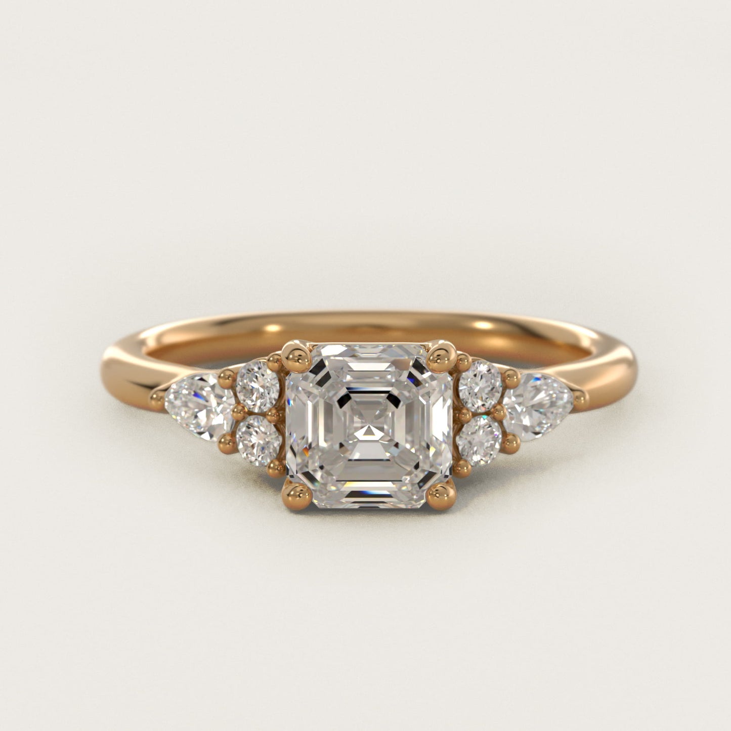 Petite Pear and Round Diamond Engagement Ring in 14k Yellow Gold (1/4 ct. tw.) - Asscher Center