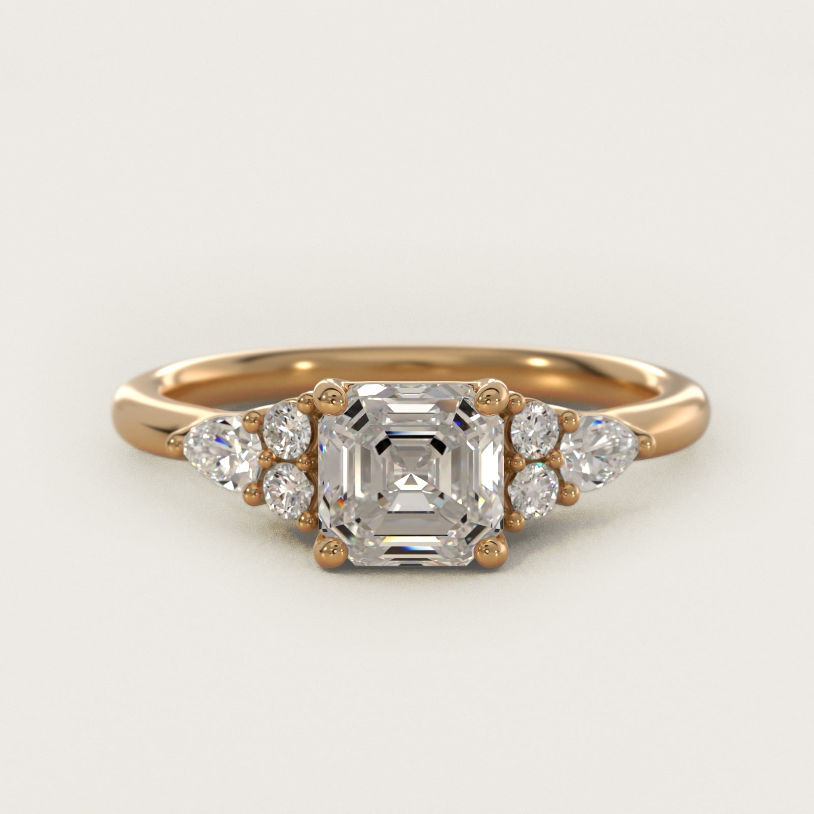 Petite Pear and Round Diamond Engagement Ring in 14k Yellow Gold (1/4 ct. tw.) - Asscher Center