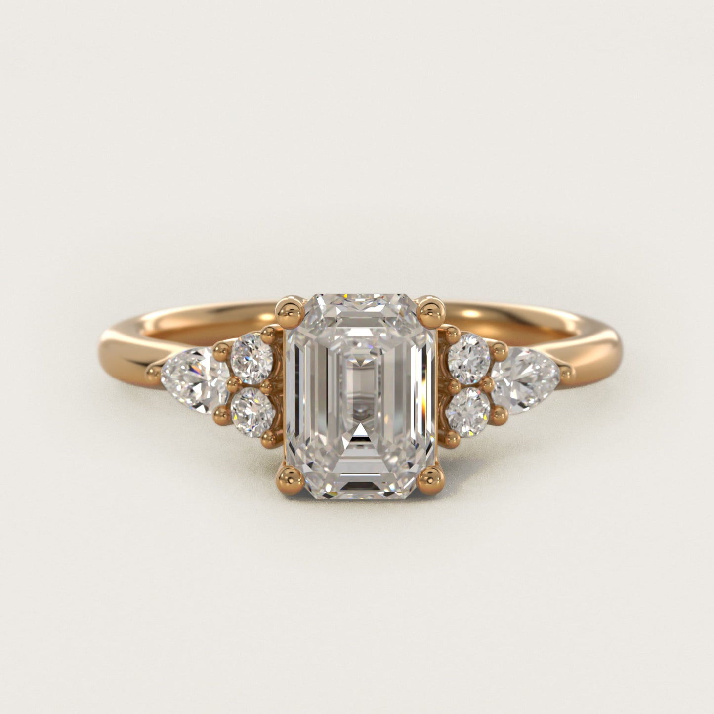 Petite Pear and Round Diamond Engagement Ring in 14k Yellow Gold (1/4 ct. tw.) - Emerald Center