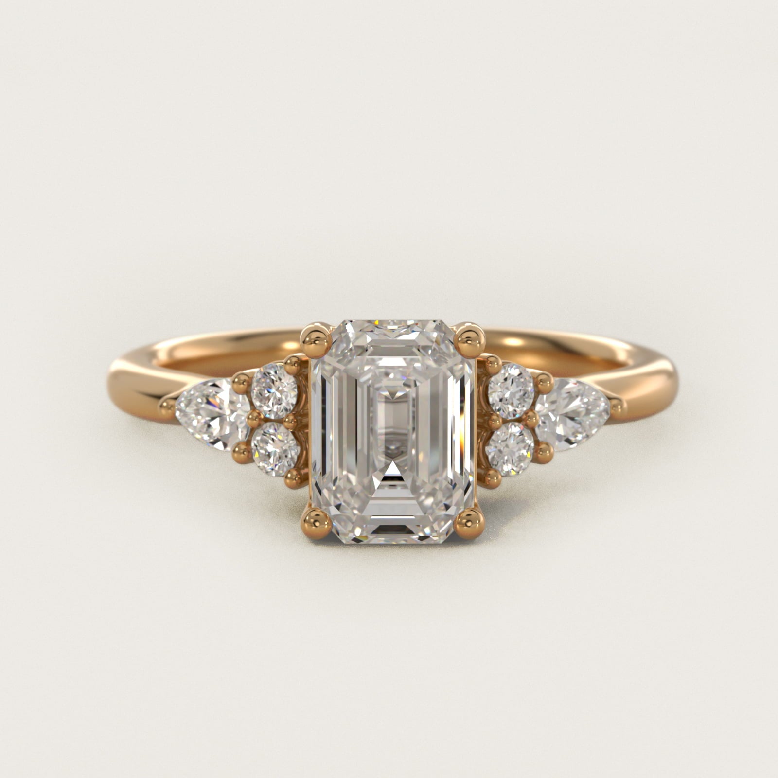 Petite Pear and Round Diamond Engagement Ring in 14k Yellow Gold (1/4 ct. tw.) - Emerald Center