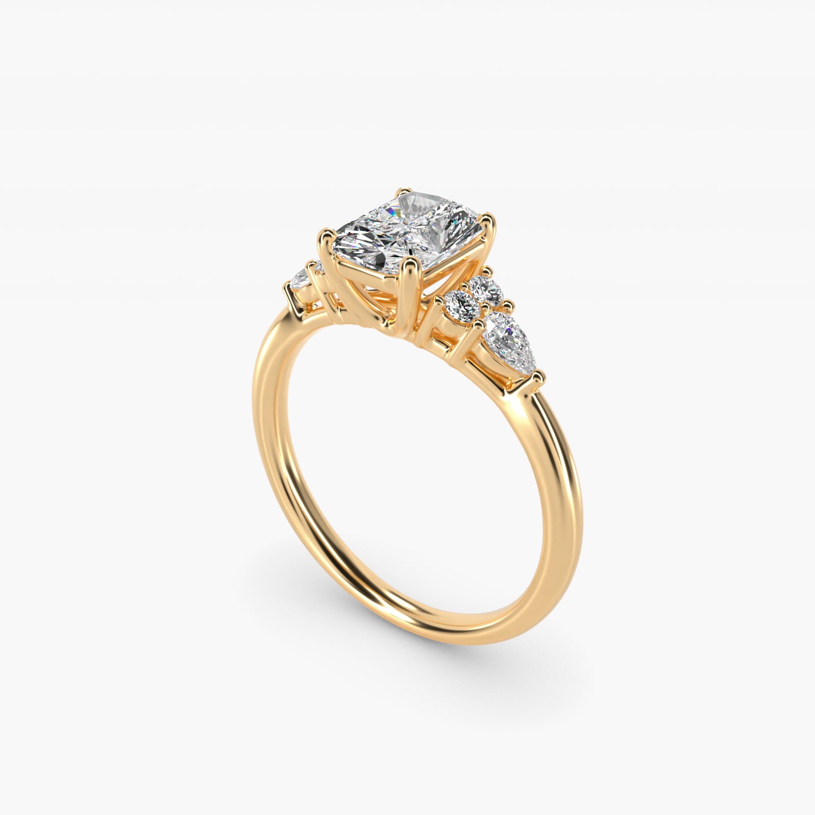 Petite Pear and Round Diamond Engagement Ring in 14k Yellow Gold (1/4 ct. tw.) - Radiant Center