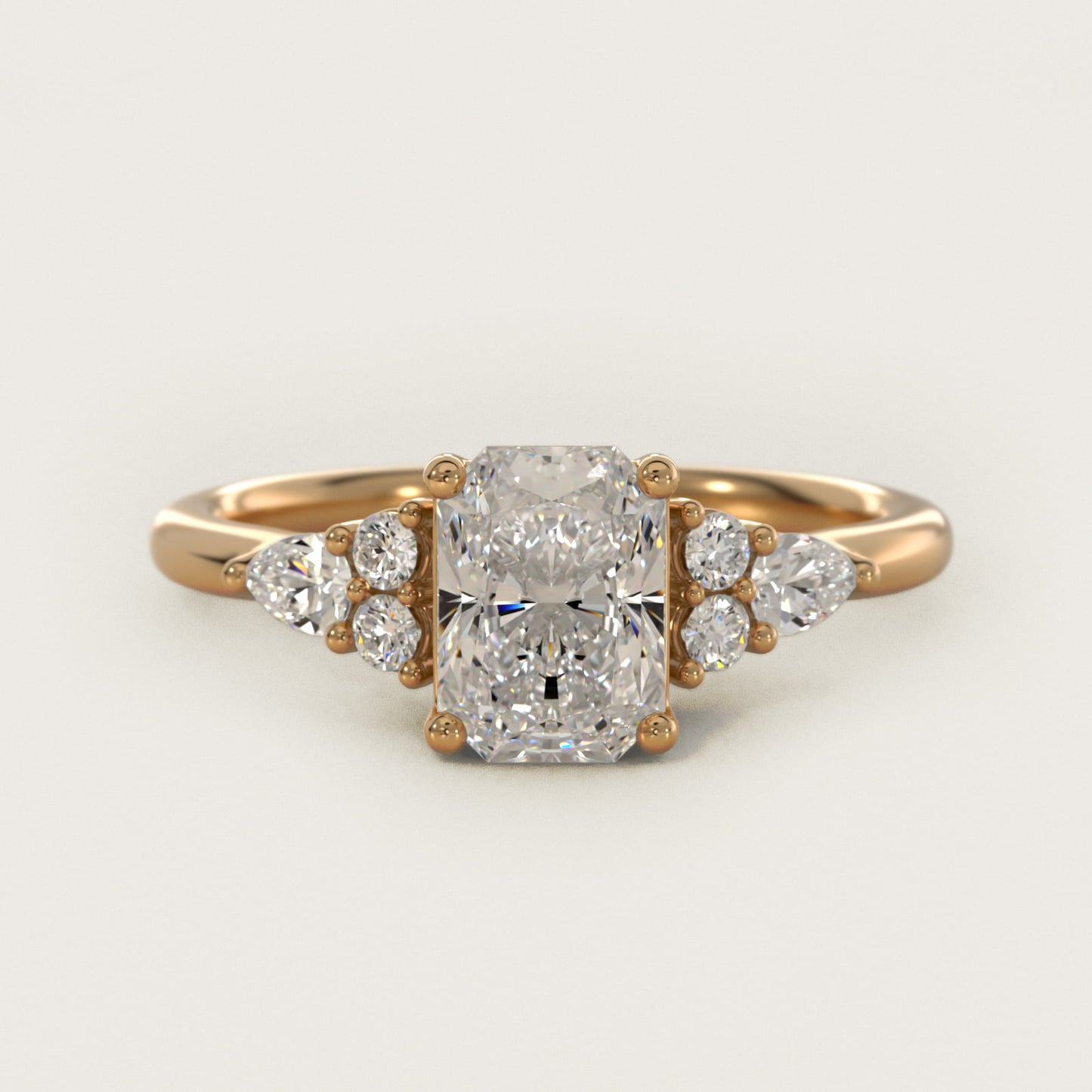 Petite Pear and Round Diamond Engagement Ring in 14k Yellow Gold (1/4 ct. tw.) - Radiant Center