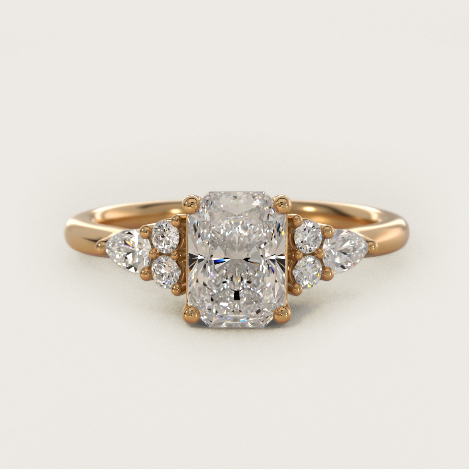 Petite Pear and Round Diamond Engagement Ring in 14k Yellow Gold (1/4 ct. tw.) - Radiant Center