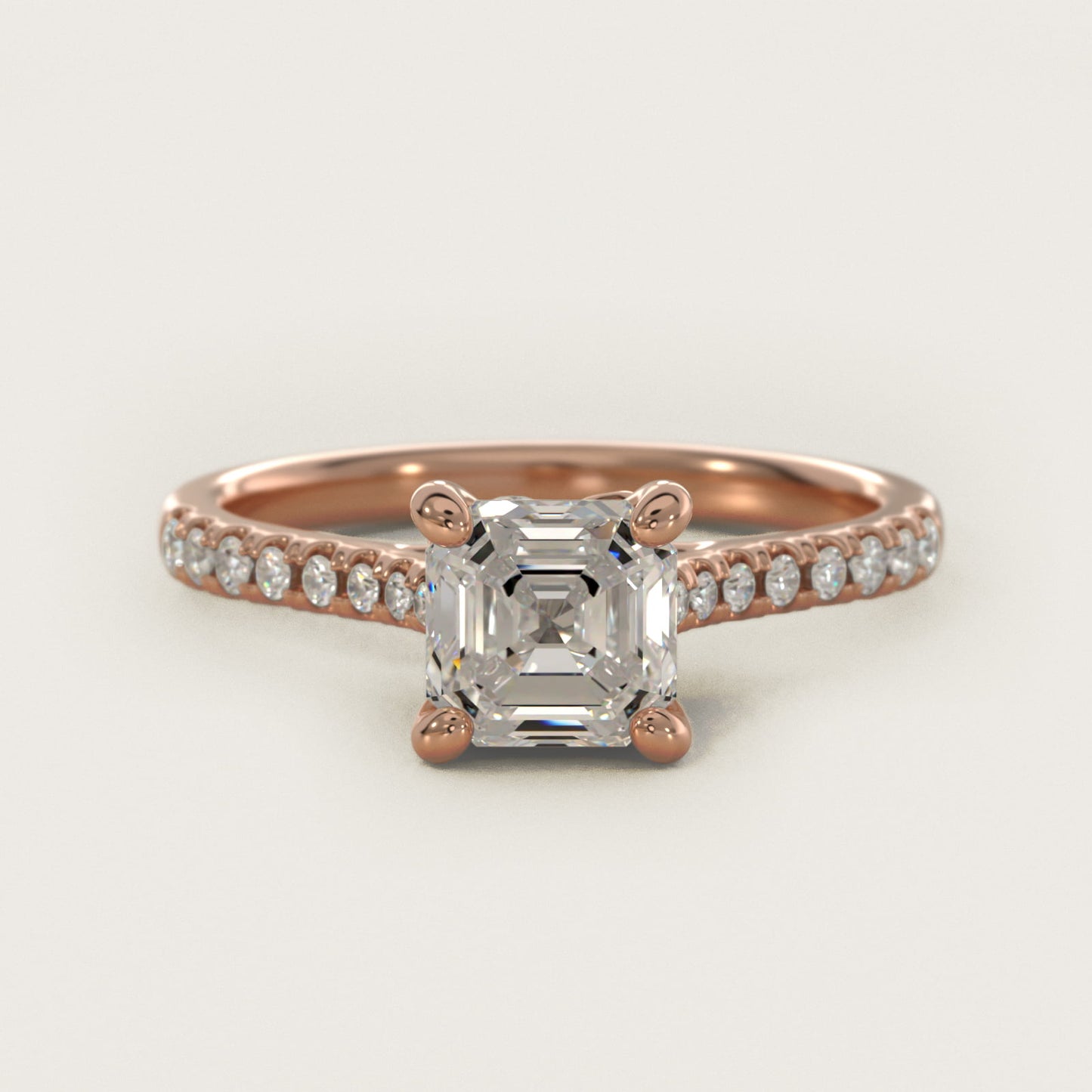 Petite Petal Diamond Engagement Ring in 18k Rose Gold (1/10 ct. tw.) - Asscher Center