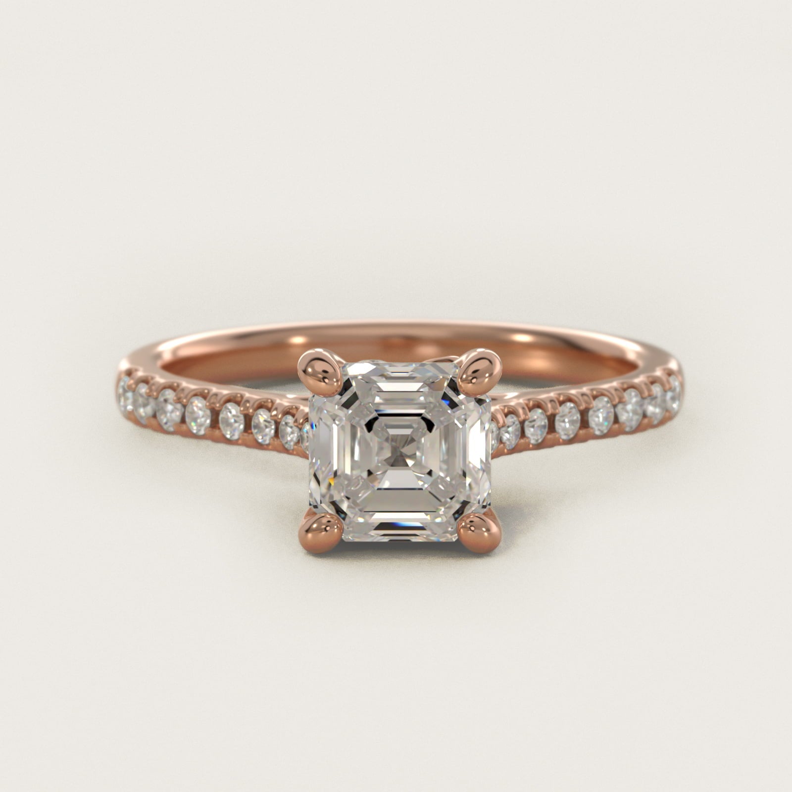 Petite Petal Diamond Engagement Ring in 18k Rose Gold (1/10 ct. tw.) - Asscher Center