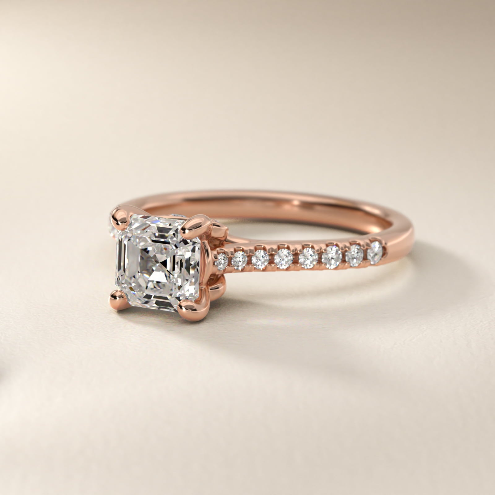 Petite Petal Diamond Engagement Ring in 14k Rose Gold (1/10 ct. tw.) - Asscher Center