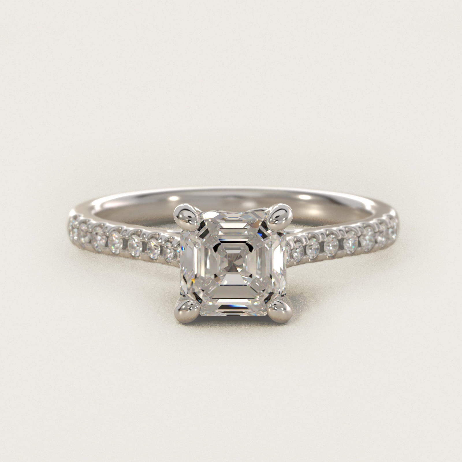 Petite Petal Diamond Engagement Ring in 18k White Gold (1/10 ct. tw.) - Asscher Center